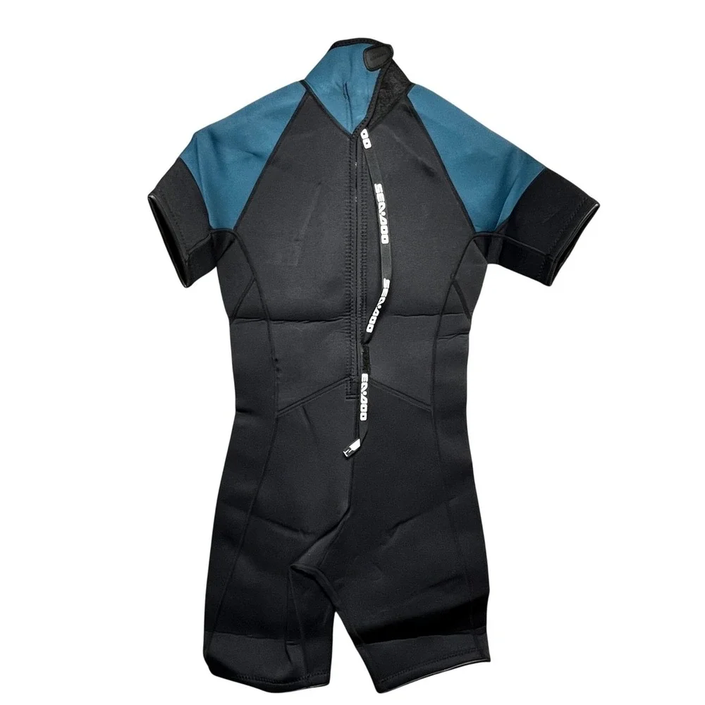 SeaDoo Mens 3mm Escape Shorty Wetsuit Medium Blue Black Watersports Surfwear NWT